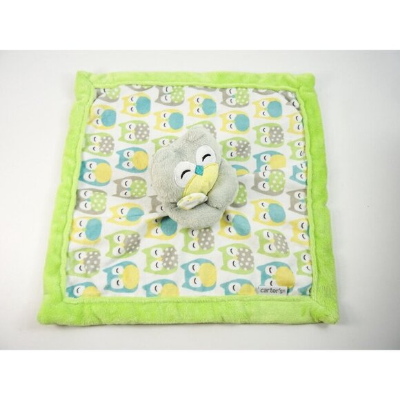 Carter's Owl Lovey Baby Security Blanket Green Yellow Unisex - Picture 5 of 9